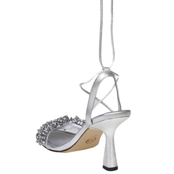 Michael Kors Women's Metallic Silver Lucia Embellished Lace-up Sandals - Picture 5 of 7